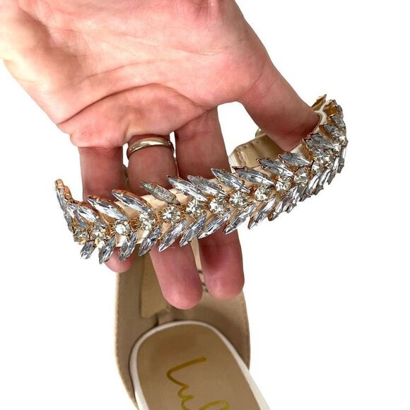 NEW Lulu’s Mylanie Rhinestone Ankle Strap Heels Size 8.5‎ bridal wedding prom - Picture 6 of 11